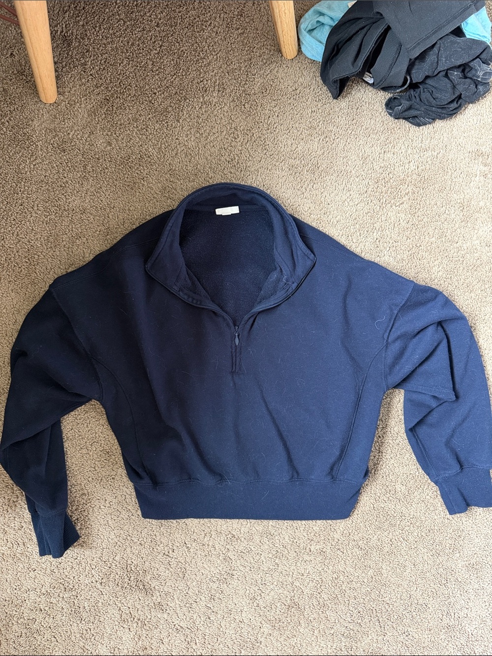 Cropped navy quarter zip